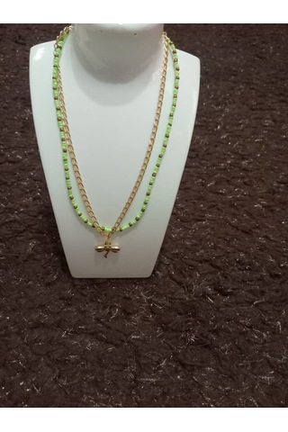 Yusufcuk Uçlu Çift Kolye Yeşil