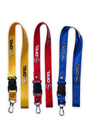 Opel Logolu Sarı & Kırmızı & Mavi Anahtarlıklı Oto Ayna Askısı Üçlü Set Sarı & Kırmızı & Mavi