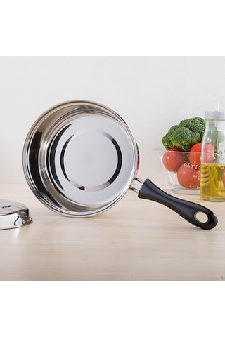 Kapaklı Yapışmaz Tencere Pişirme Kaynatma Kazanı Paslanmaz Çelik Süt Erişte Makarna Tencere Sosu 16cm