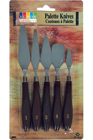 Südor Kırtasiye 5'li Metal Spatula Seti Çelik Spatul Akrilik Boya Yağlı Boya Hobi Çalışması