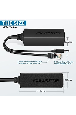 Aktif Poe Dağıtıcı Adaptör, 48 V İla 12 V, Ieee 802.3af Uyumlu, 10/100 Mbps'ye Kadar 100 Mbps'ye Kad