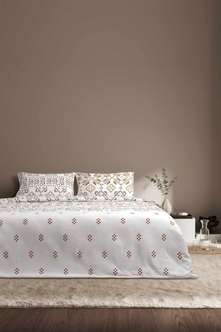 Cotton Collection Kışlık Pazen Çift Kişilik Nevresim Seti Boho Pearl Renkli