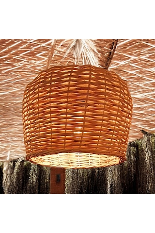 Hasır Yuvarlak Avize El Yapımı 30 Cm Sarı Bej - Sarı