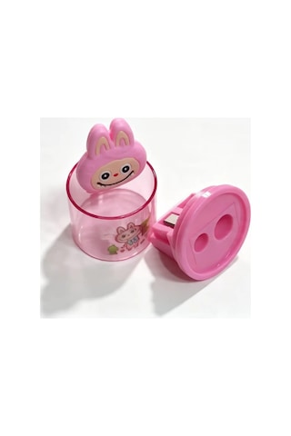Çift Bıçaklı Labubu Figürlü Çöp Hazneli Kalemtraş 1 Ade - Pembe