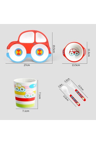 Sones Çocuklar İçin Bambu Elyaf Karikatür Yemek Tabağı Pembe