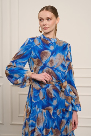 Ftz Women Kadın İpek Şifon Elbise Saks Mavi 31058 Saks Mavi