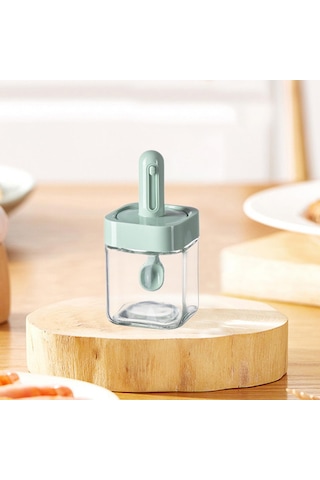 Suntek Baharat Kavanoz Mutfak Malzemeleri Mini Şeffaf Yeşil