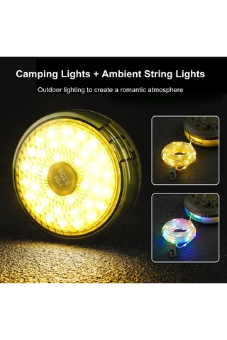 Wezone Yeşil Led Kamp Işığı, 8m Usb Şarjlı, Ip67 Su Geçirmez, 1500mah Pil, Renkli Ambiyans Feneri, Çadır Ve Açık Hava Kullanıma Uygun Yeşil