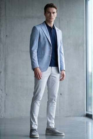 İmza Beyaz-lacivert Mono Yaka Örme 6 Drop Slim Fit Ceket 1002260153 Beyaz - Lacivert