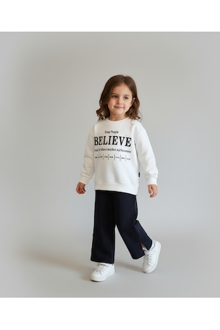 Baskılı İki İp Alt Üst Takım Kız Çocuk Beyaz