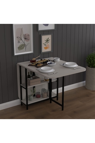Asra Trend Metal Ayaklı Katlanır Mutfak Masası KM-31 %100 MDF Akıllı Yemek Masası Antrasit