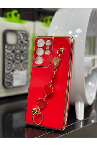Samsung S21 Ultra Uyumlu Kılıf Kamera Korumalı Parlakkalpli Bileklik Toka Tutacak.