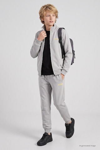 TOMMYLIFE Taş Standart Fit Basic Dik Yaka Jogger Erkek Çocuk Eşofman Takım - 11327 Taş Rengi