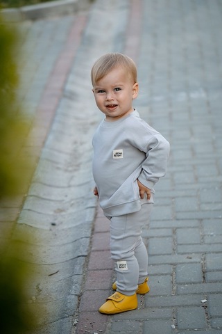 Atlas&yael %100 Organik Gots Belgeli Antialerjik Gri Bebek Takımı - Gri