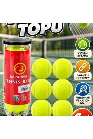 6 Lı Tenis Topu Seti Dengeli Zıplama Özellikli Antrenman Ve Maç Topları