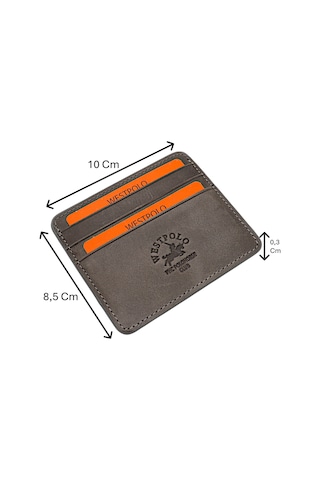 Westpolo Unisex Süper Slim Para Bölmeli Hakiki Deri İnce Kartlık Cüzdan 6 Bölmeli - Gri Gri