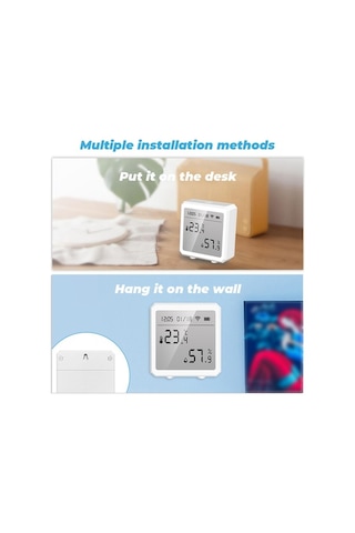 Novahub Wifi Ve Bluetooth Dijital Termometre Nem Ölçer - Lcd Ekranlı, Alarm Fonksiyonlu, Alexa Uyumlu, Sıcaklık Ve Nem Takibi