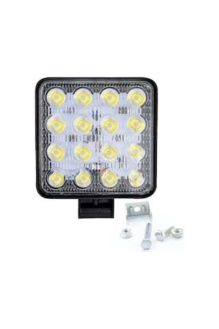 16 Led Kare Çalışma Lambası Off Road Traktör Tekne 10,5 X10,5 Cm