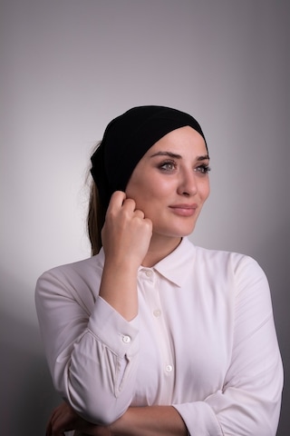 Halven Siyah Pratik Hazır Geçmeli Iç Bone Viskon Kumaş Çapraz Boru Tek B Siyah