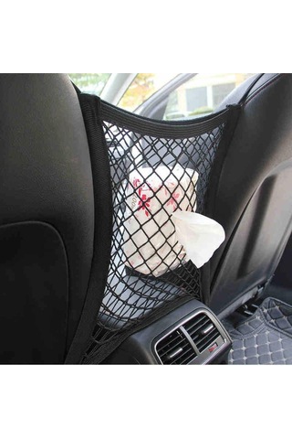 jmsstore 1 Adet Araba İç Aksesuarları Siyah Koltuk Arkası Depolama Elastik Örgü Net Çanta Arasında Bagaj Tutucu Cep