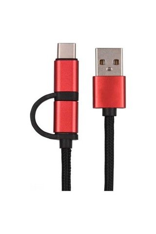 Sandwich Huawei Kırmızı Type-c & Micro-usb 2'li Veri Kablosu - Hızlı Şarj & Transfer, 1m, Dayanıklı