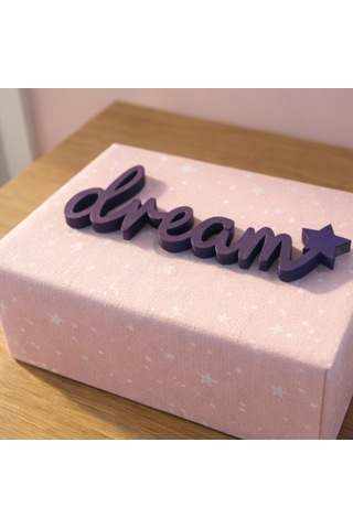 Dream Yazılı Yıldızlı Dekoratif Duvar & Raf Süsü Modern Masaüstü Dekor Mor