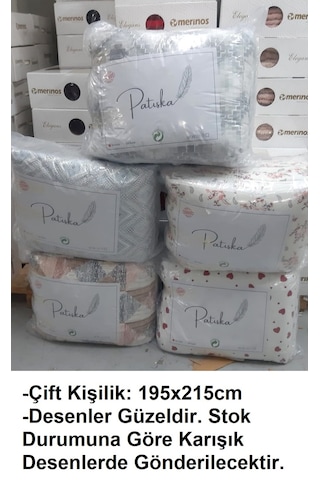 Patiska Polycotton Çift Kişilik Desenli Silikon Yorgan 195x215 Çok Renkli