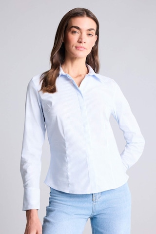 Defacto - Fitted Çizgili Poplin Uzun Kollu Gömlek D3172AX24AU Mavi