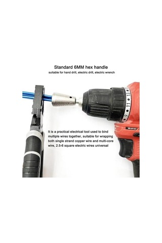 Danrimaoyi 2.5-6 Kare Elektrik Teli Büküm Araçları 6mm Altıgen Saplı Elektrikçi Hızlı Kablo Twisters