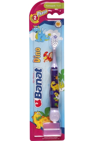 Banat Dino 2+ Yaş Kapaklı Çocuk Diş Fırçası Soft