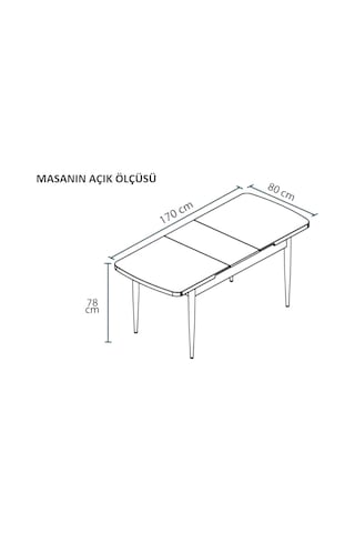 Luna Ceviz 80 X 132 Açılabilen Sunta Masa Siyah Metal Ayaklı Mutfak Masası 6 Kot Desen Füme Sandalye Kot Füme
