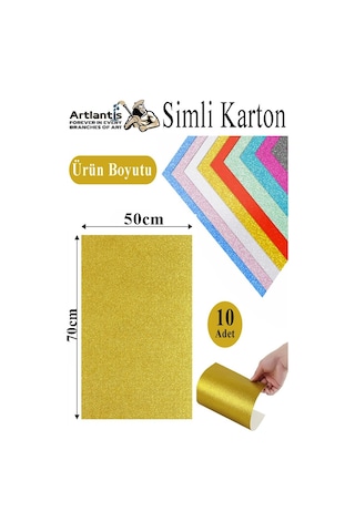 Simli Karton 50x70 Cm 10 Renk 1 Paket 10 Lu Simli Karton Parıltılı Kağıt Anasınıfı Kreş Etkinlik Proje Dekoratif