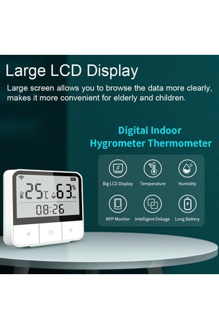 Jms Tuya Wifi Akıllı Sıcaklık Nem Sensörleri Saat Tarih Hafta Ekranı Akıllı Ev Ofis