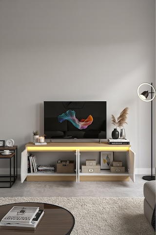 Bohem 150 Cm Tv Ünitesi Ledli Mdf Kapak Beyaz