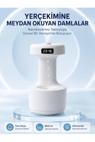 Znv Zenvia Mey İthalat Dekoratif Hava Nemlendirici 800 Ml Sessiz Aroma Difüzör Anti Yerçekimi Su Efektli Znv2025 C