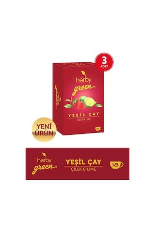 Herby Çilek ve Lime Yeşil Çay 3 x 18'li