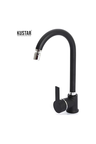Kustar Inci Siyah Oynar Başlıklı Aç Kapa Mutfak Eviye Bataryası