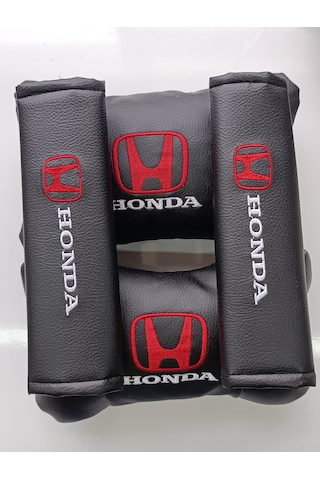 Honda Uyumlu Oto Boyun Yastığı + Emniyet Kemer Pedi Kırmızı