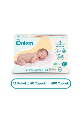 Önlem Yenidoğan Hassas Bakım Islak Havlu Mendil 40x12 480 Yaprak Islak Mendil