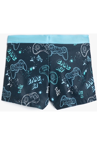Koton Mayo Köpekbalığı Baskılı Oyun Temalı Beli Bağlamalı Lacivert Desenli 4skb00011mk Lacivert