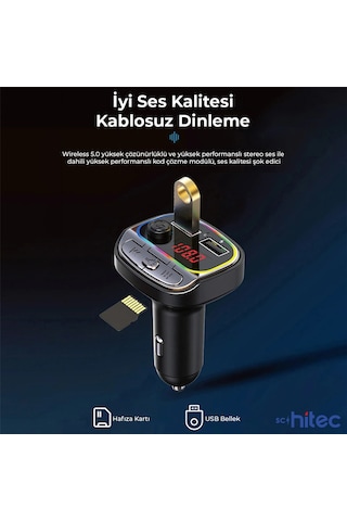 ScHitec C21 Fm Handsfree Bluetooth Modülatör Araç MP3 Player