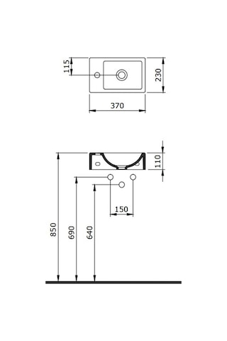 Bocchi Milano Dar Sağ Lavabo 37 CM Mat Antrasit 1419-020-0126