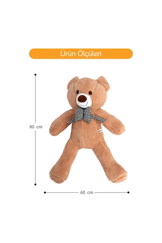 80 Cm Büyük Boy Yumuşak Papyonlu Oyuncak Ayıcık Krem