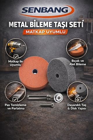 Senbang Metal Bileme Taşı Seti Matkap Uyumlu Çelik Bıçak Bileme, Parlatma Ve Temizleme Disk Seti Adaptörlü