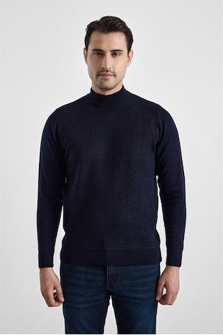 Süvari Lacivert Regular Yarım Balıkçı Yaka Kazak Tr2013700500-m09