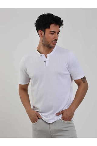 Dufy Beyaz Erkek Slim Fit Düz Düğmeli O Yaka Kazak - 104626-beyaz Beyaz