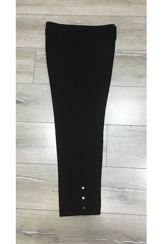 Scuba Yanlardan Cepli Önü Dikişli Paçası Çakmalı Beli Lastikli Büyük Beden Pantolon Siyah