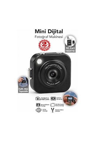 Mimtec Blm-108 Mini Cep Kamera - 2.01" Hd Ekran 1080p Flaşlı Dijital Video Fotoğraf Makinası Siyah