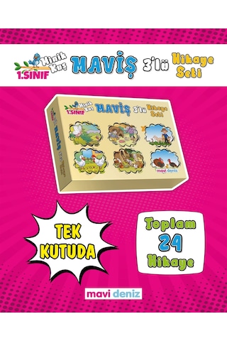 Mavi Deniz 2025 1. Sınıf Minik Kuş Maviş 3 Lü Hikaye Seti 24 Kitap Renkli