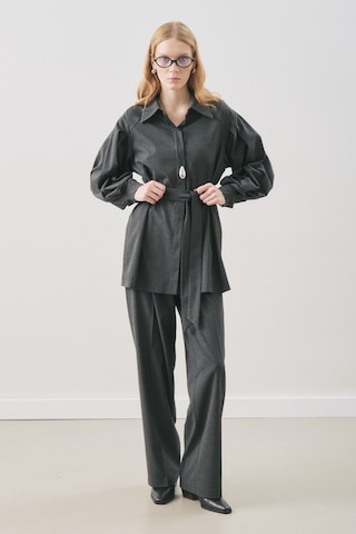 Geniş Kol Kemerli Gömlek Antrasit Antrasit